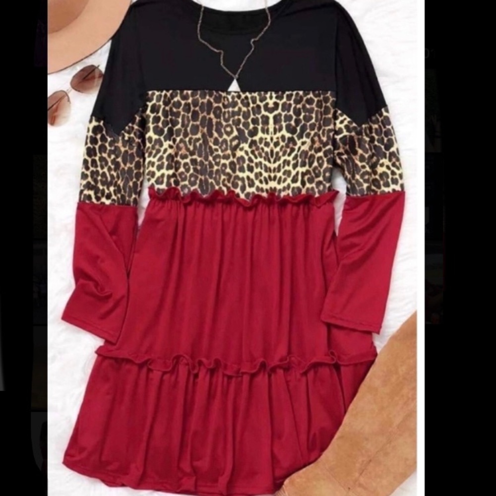 NWT✨Boutique black red and cheetah print dress✨
